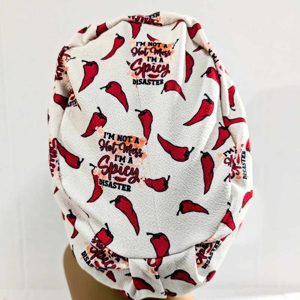 Hot Mess, Spicy Disaster, Hot Peppers, European Style Scrub Cap, Euro Scrub Cap - Picture 2 of 2